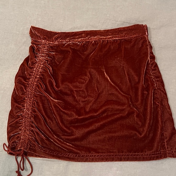 Free People Velour Mini Skirt - color: Rust, Size 10 runs small - Picture 2 of 3